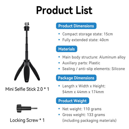 TELESIN Mini Quick Release Selfie Stick