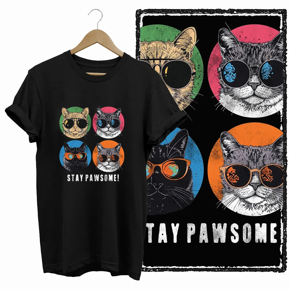 COOLMIND Black Cat Graphic T-Shirt | Women's 50-Design
