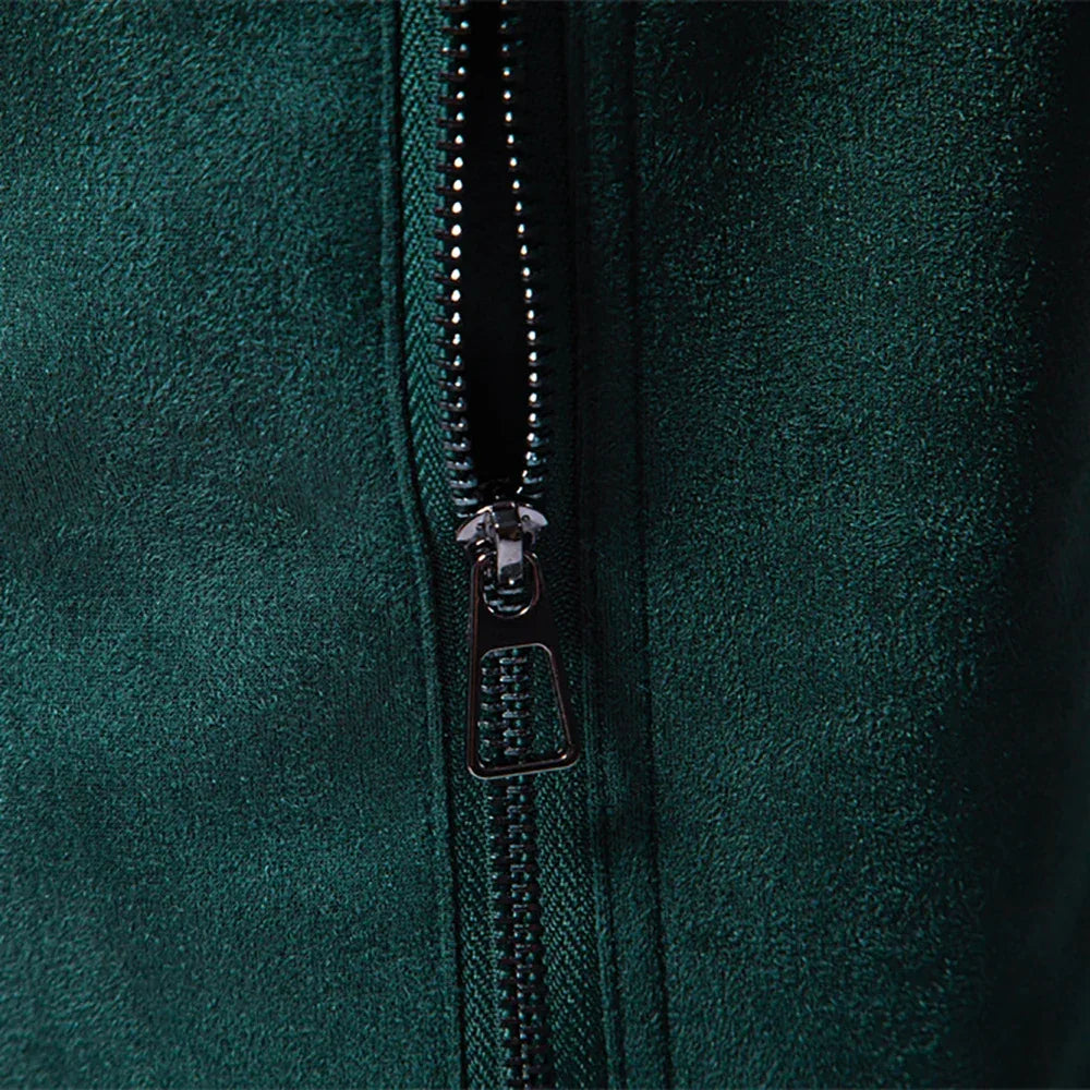 AIOPESON Men's Stand Collar Zip Suede Jackets - ShopHub