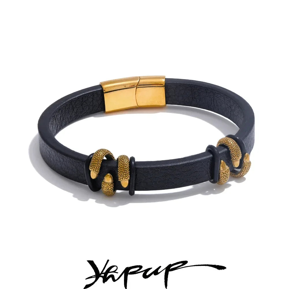 64mm Stylish Unique Leather Metal Claw Bracelet Bangle - ShopHub