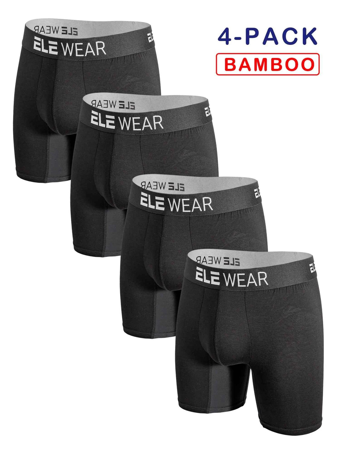 4pcs Bamboo Men's Sports Underwear Long Athletic Boxer Briefs, Moisture-Wicking