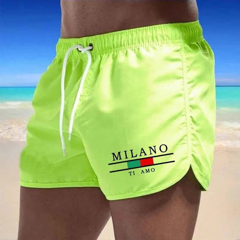 Men's Beach Trunks Summer Swim Gym Pants Quick Drying Swimming Homme Surf Ventilate Drawstring Fashion Casual Shorts 2026