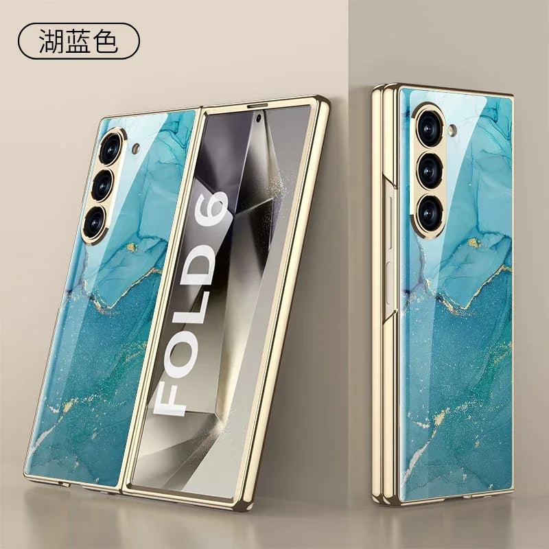 GKK Painted Tempered Glass Case for Samsung Galaxy Z Fold 6 & Galaxy Z Fold 5 Case - ShopHub