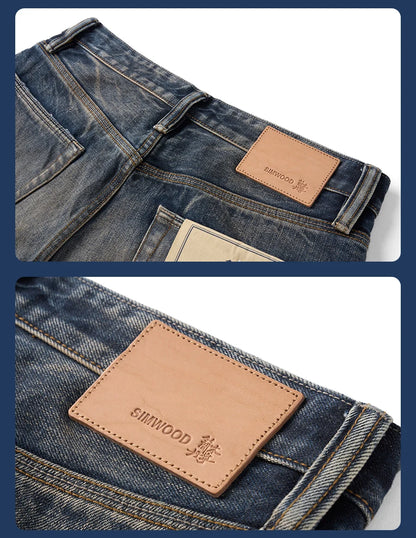 SIMWOOD High Standard Vintage Washed Selvedge Ripped Jeans