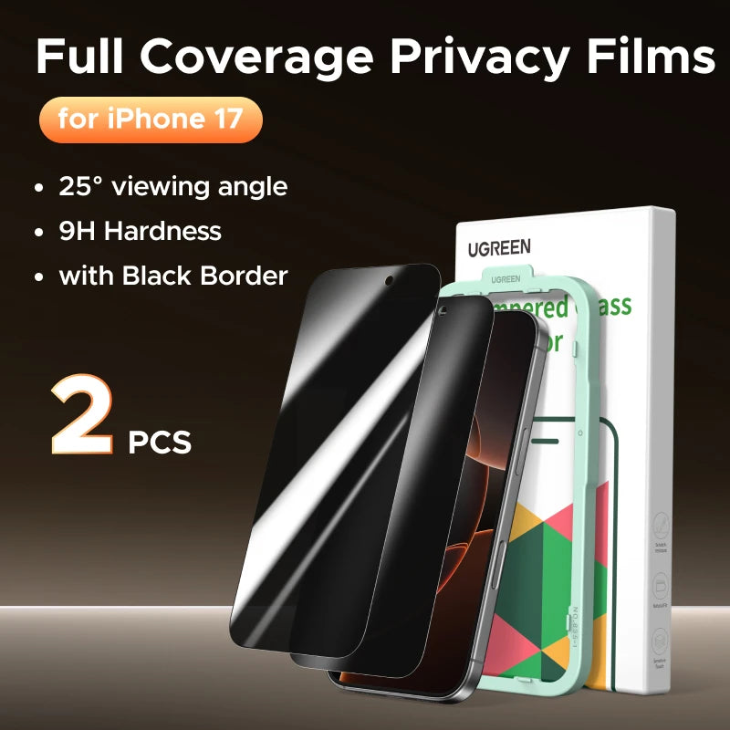UGREEN 2PCS Privacy Screen Protector For iPhone 17, 16, 15