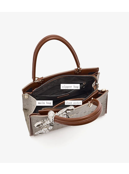 FOXER Vintage Women Handbag PVC Leather Tote Bag Large Capacity Top‑Handle Shoulder Crossbody Bag for Ladie Daily Work Purse