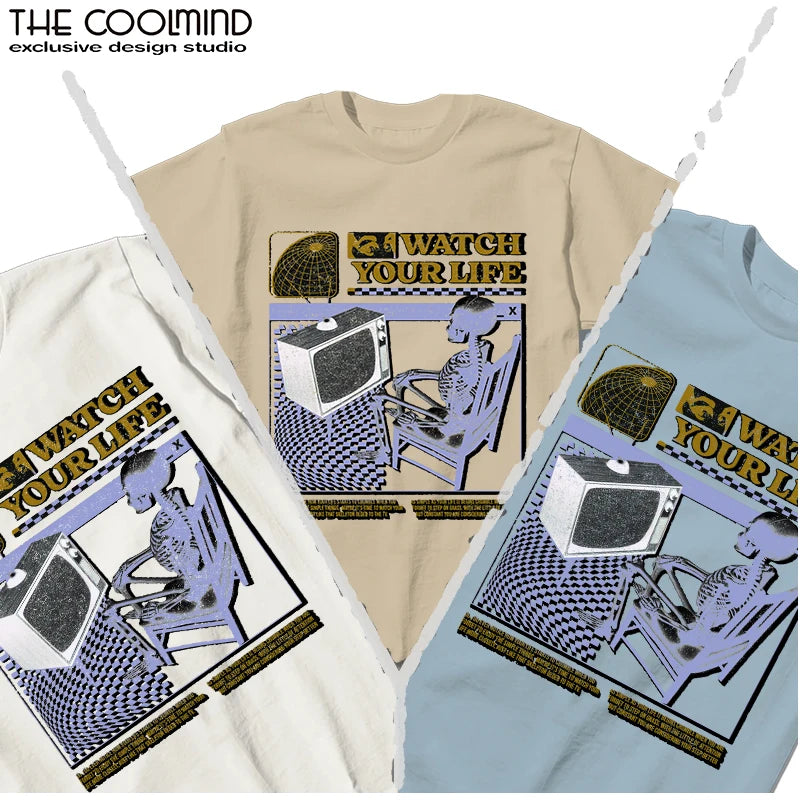 COOLMIND U0005 Funny Skull Graphic Cotton Tee