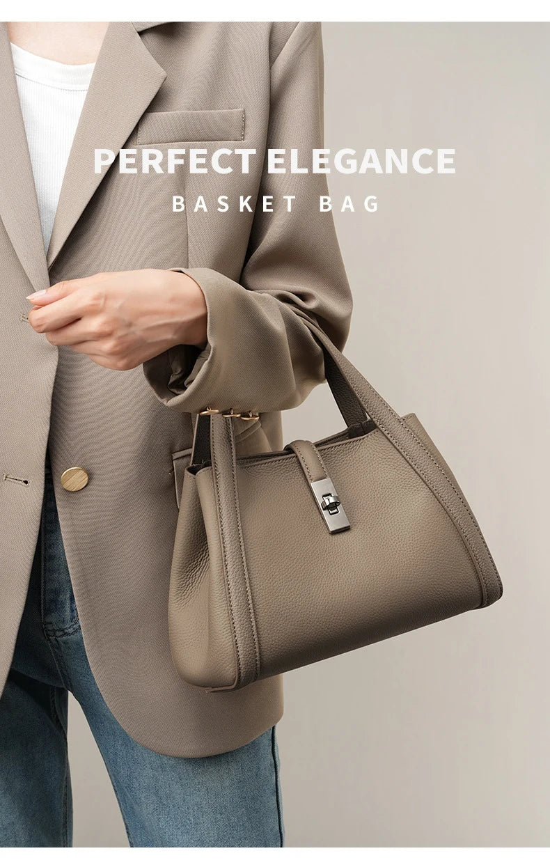 FOXER Brand Genuine Leather Women's Handbag 2026 Fashion Female Bucket Bag Luxury Design Shoulder Bag Versatile Crossbody Purse