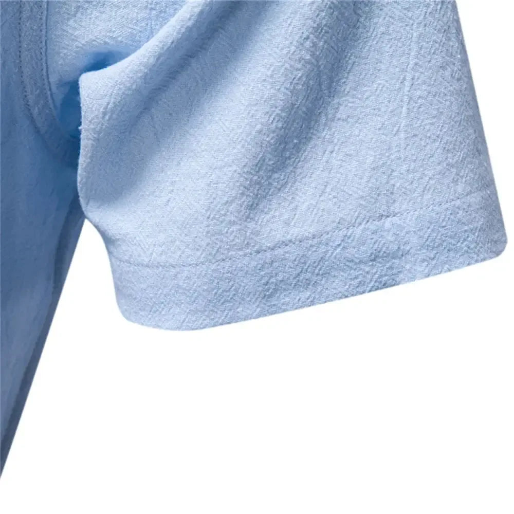 AIOPESON Men's Short Sleeve Linen Shirts - ShopHub