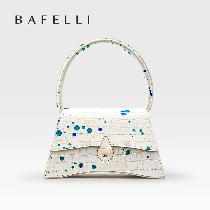 BAFELLI Floral Genuine Leather Half-Moon Bag