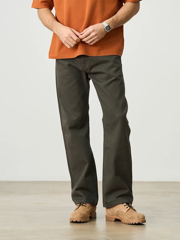 SIMWOOD 2026 Spring New Loose Relax 11.3oz Washed Vintage Jeans Men Plus Size Denim Trousers
