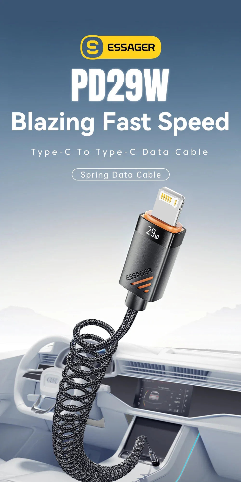 Essager Car Spring USB C to Lightning Cable - ShopHub