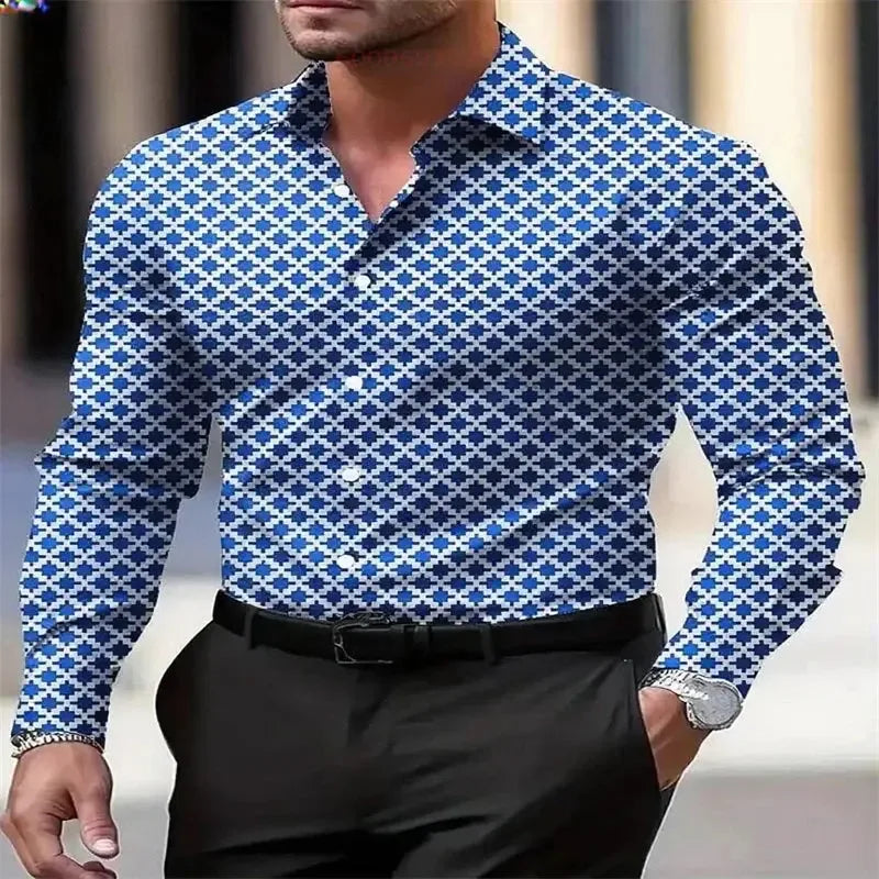 Men's Casual Long-Sleeved Plaid Shirts - ShopHub