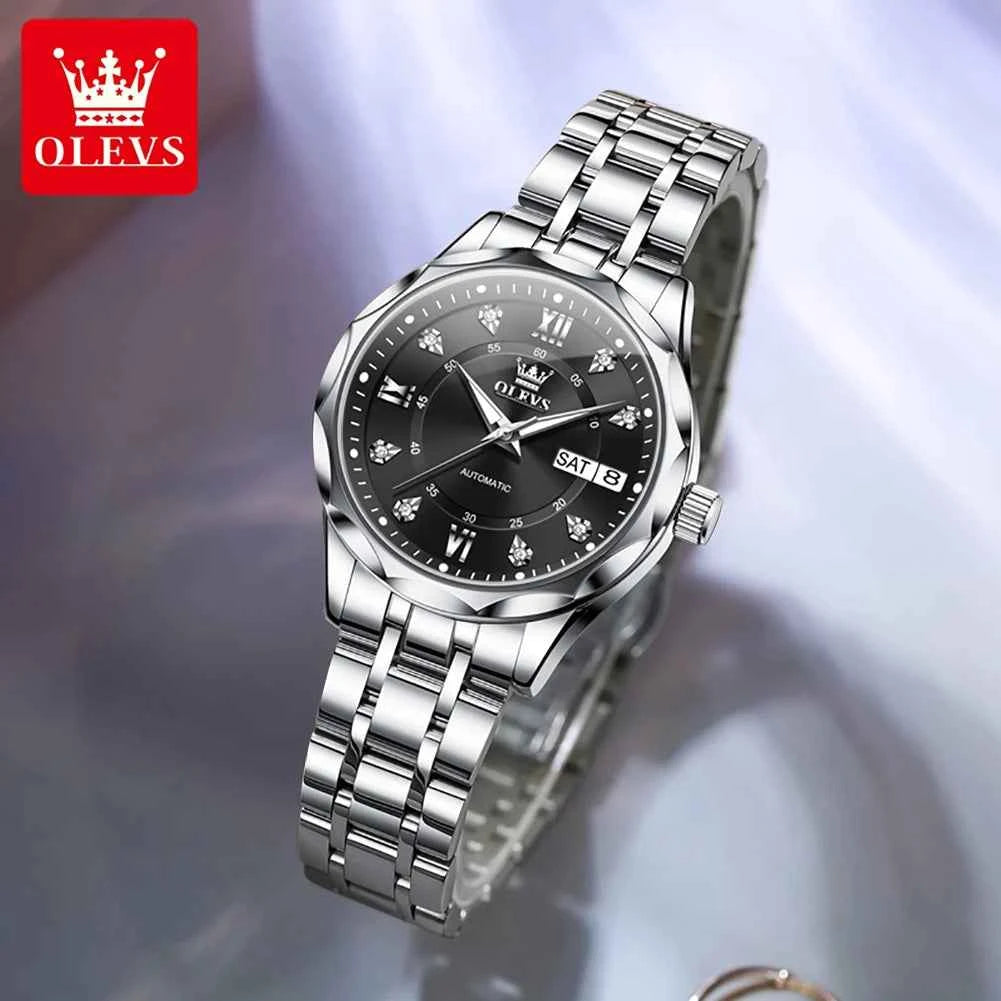 OLEVS 6727 Automatic Mechanical Watch for Men & Women - Waterproof Luminous Calendar Wristwatch with Gift Box