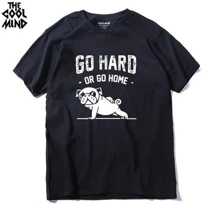 COOLMIND PU0116A Go Home or Go Hard Pug Tee
