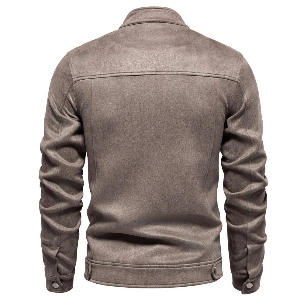 AIOPESON Men's Stand Collar Zip Suede Jackets - ShopHub