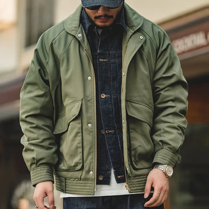 MADEN Retro Padded Pilot Jacket | Army Green or Khaki