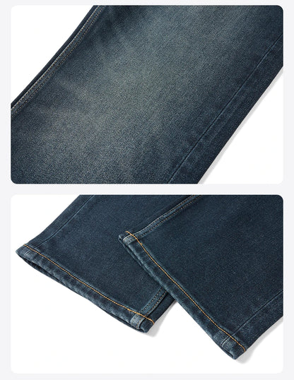 SIMWOOD 2026 Spring New 15oz Warm Micro Fleece Lining Jeans Men Loose Straight Plus Size Denim Trousers