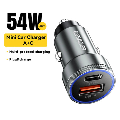Essager 54W Dual-Port Car Charger – Fast Charge Your Devices on the Go