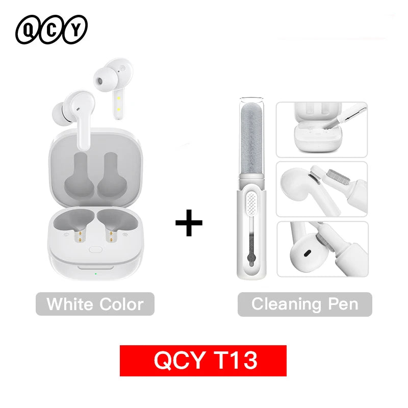QCY T13 Wireless Earphones with 4 Mic ENC, HD Call, Stereo Sound, Touch Control, Long Standby 40Hrs - ShopHub