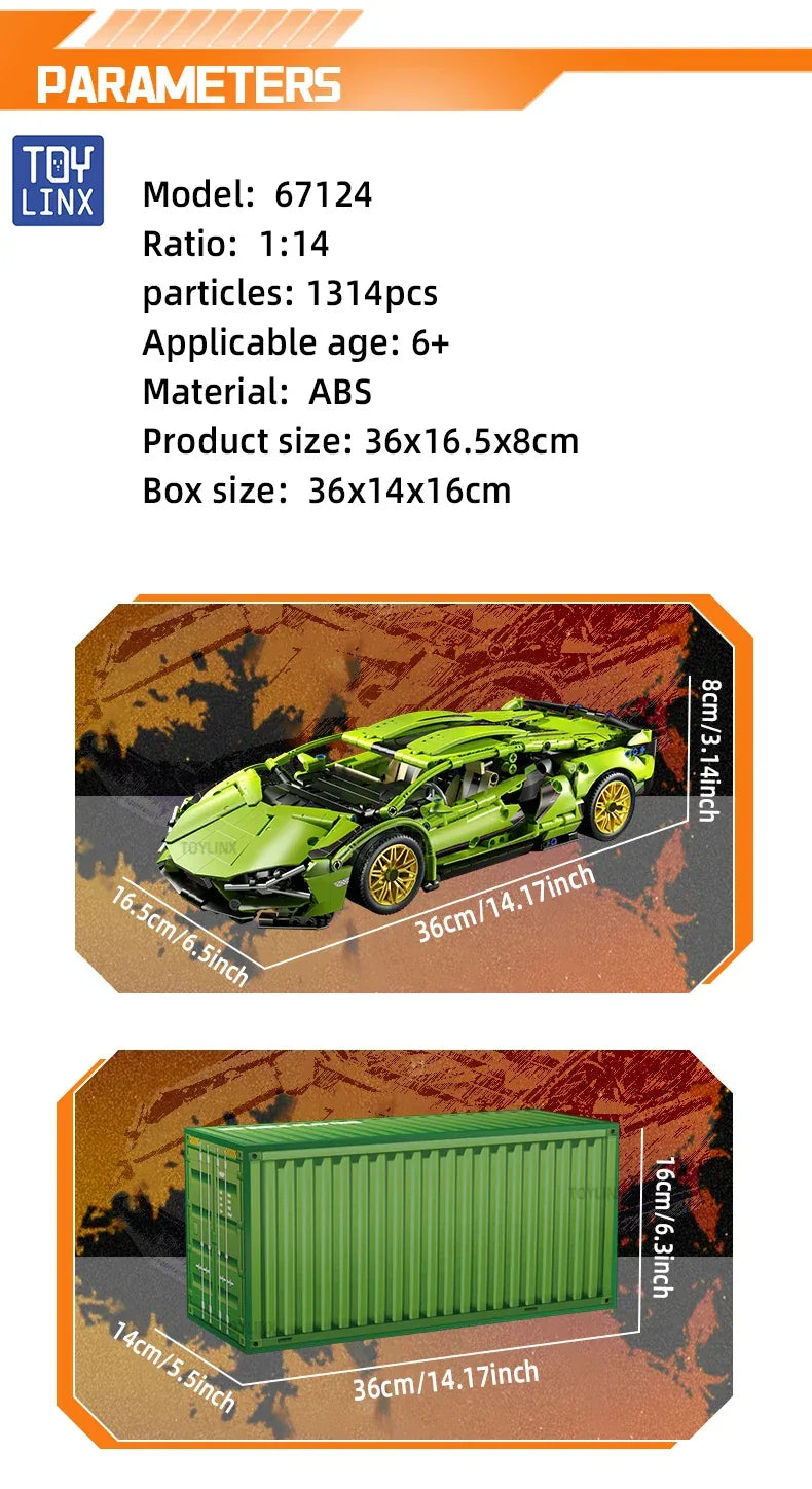 TOYLINX 1:14 Technical Building Blocks Car Racing Model - ShopHub