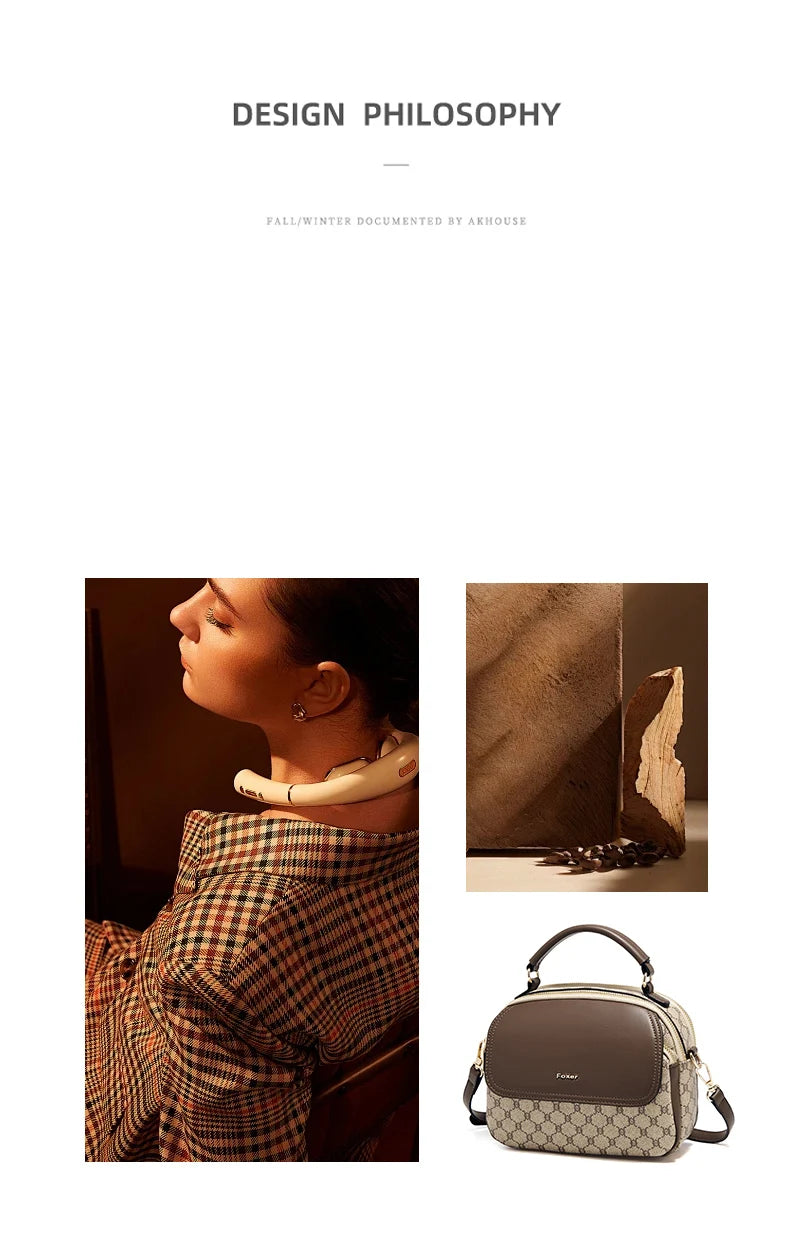 FOXER Lady's Shoulder Bag PVC Leather Casual Handbag Vintage Female Crossbody Bag Fashion Commute Boston Bag
