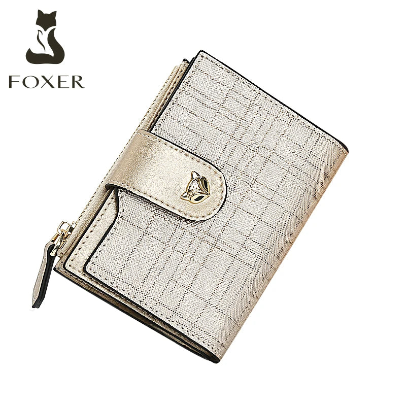 FOXER Cowhide Leather Women's Short Wallet