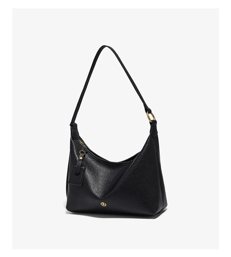 FOXER Genuine Leather Hobo Bag Lady Vintage Commuter Shoulder Bag Large Capacity Soft Leather Women Underarm Bag For Daily