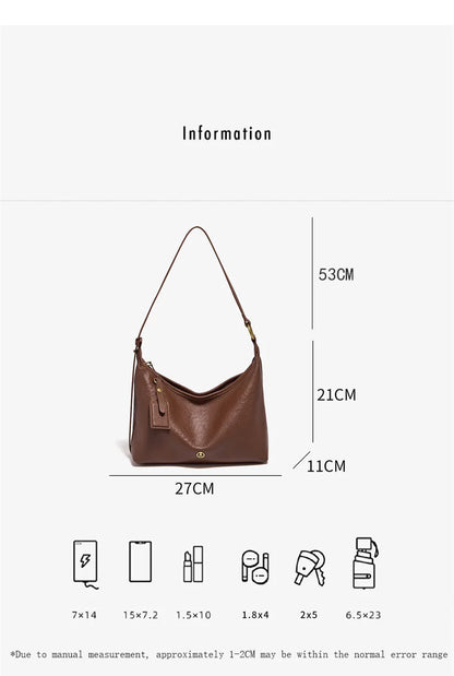 FOXER Genuine Leather Hobo Bag Lady Vintage Commuter Shoulder Bag Large Capacity Soft Leather Women Underarm Bag For Daily