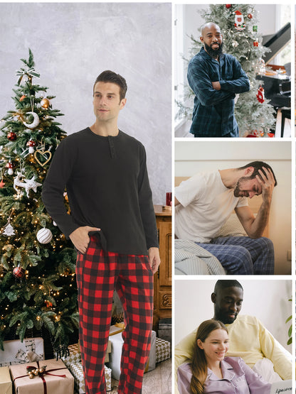Ultimate Comfort: Men's Fleece Pajama Pants - 2 Pack Soft Plaid Lounge Bottoms