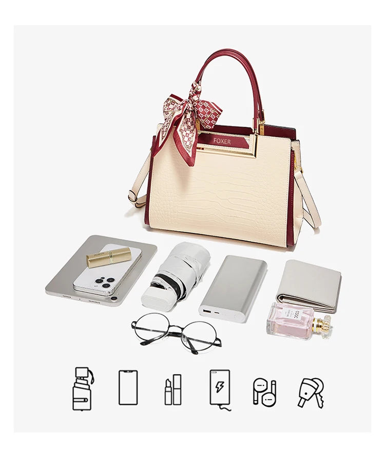 FOXER Luxury Leather Handbag — Premium Cowhide Craftsmanship