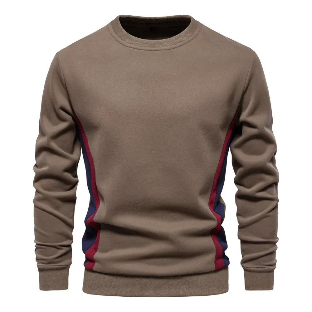 AIOPESON Patchwork Cotton-Blend Crew Neck Sweatshirts - ShopHub