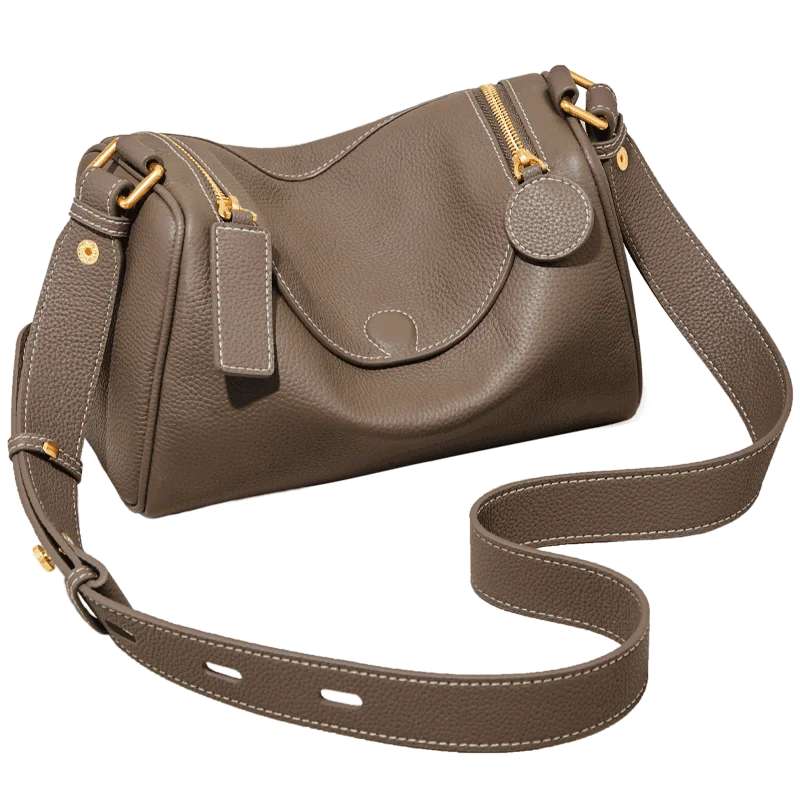 Women's Cowhide Leather Shoulder Bag Vintage Soft Messenger Handbag Fashion Crossbody Bags Female Underarm Bag DF900083S