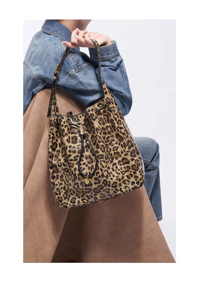 BAFELLI Leopard-Print Cow Leather Hobo Bag