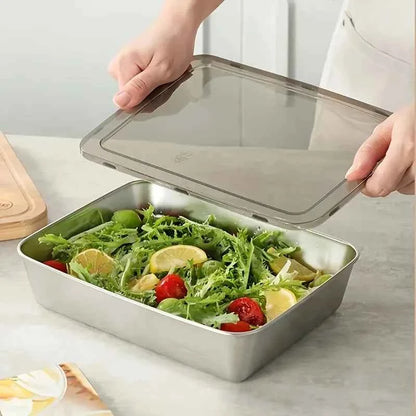 1-6Pcs Stainless Steel Food Containers with Black Lids, Kitchens Accessories, Holds Knifes, Stackable Kitchen Meal Prep Storage