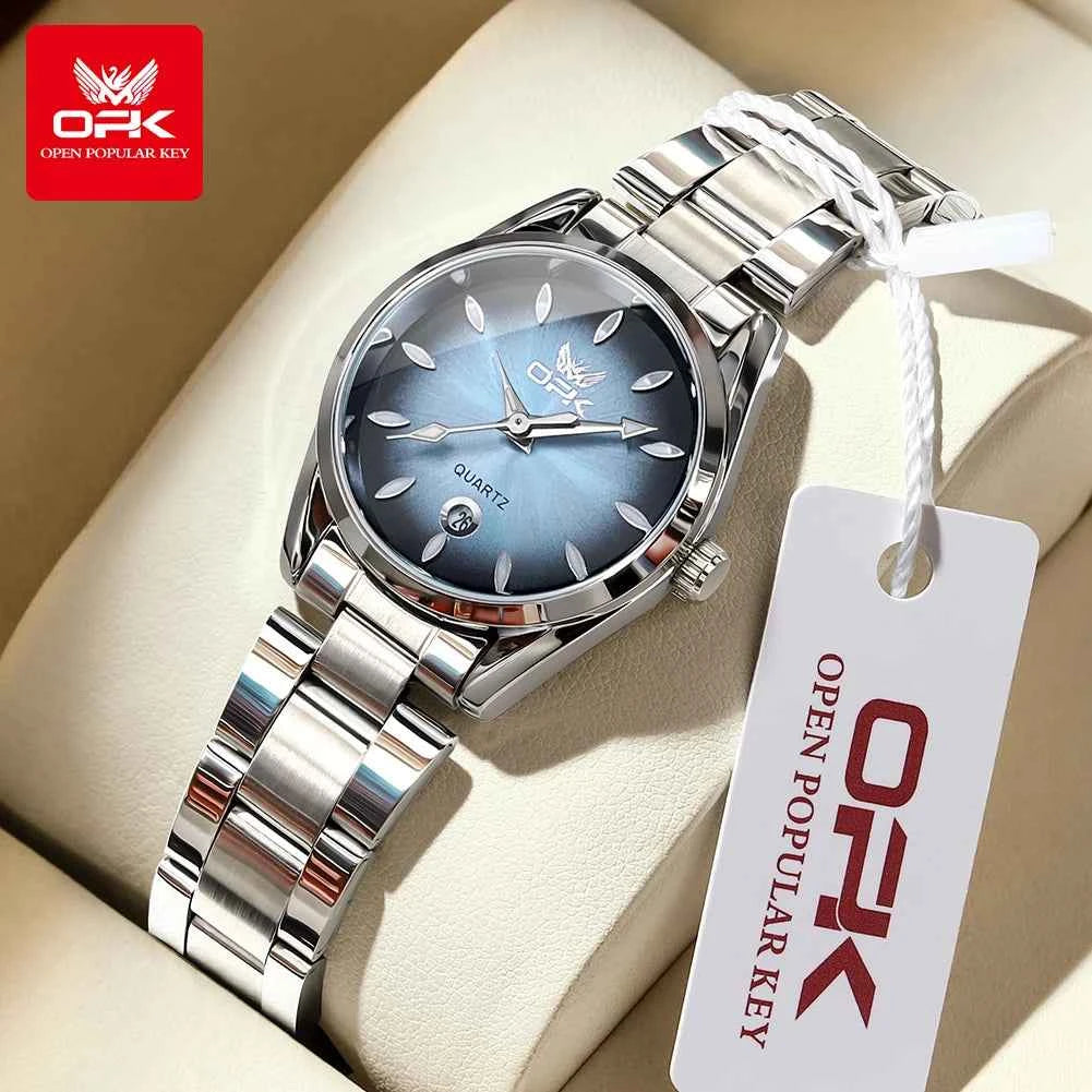 OPK 6038 Unisex Waterproof Quartz Watch - Luminous Stainless Steel Automatic Date Watch for Men with Gift Box