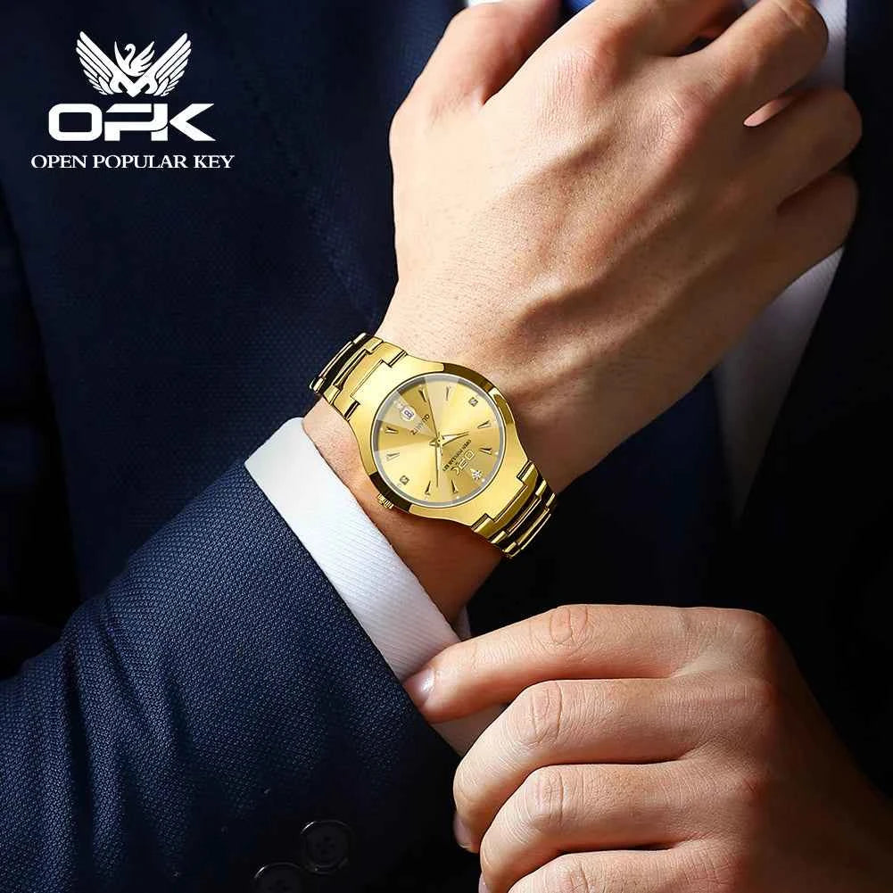 OPK 8105 Unisex Quartz Watch - Original Waterproof Luxury Luminous Design for Men with Single Calendar