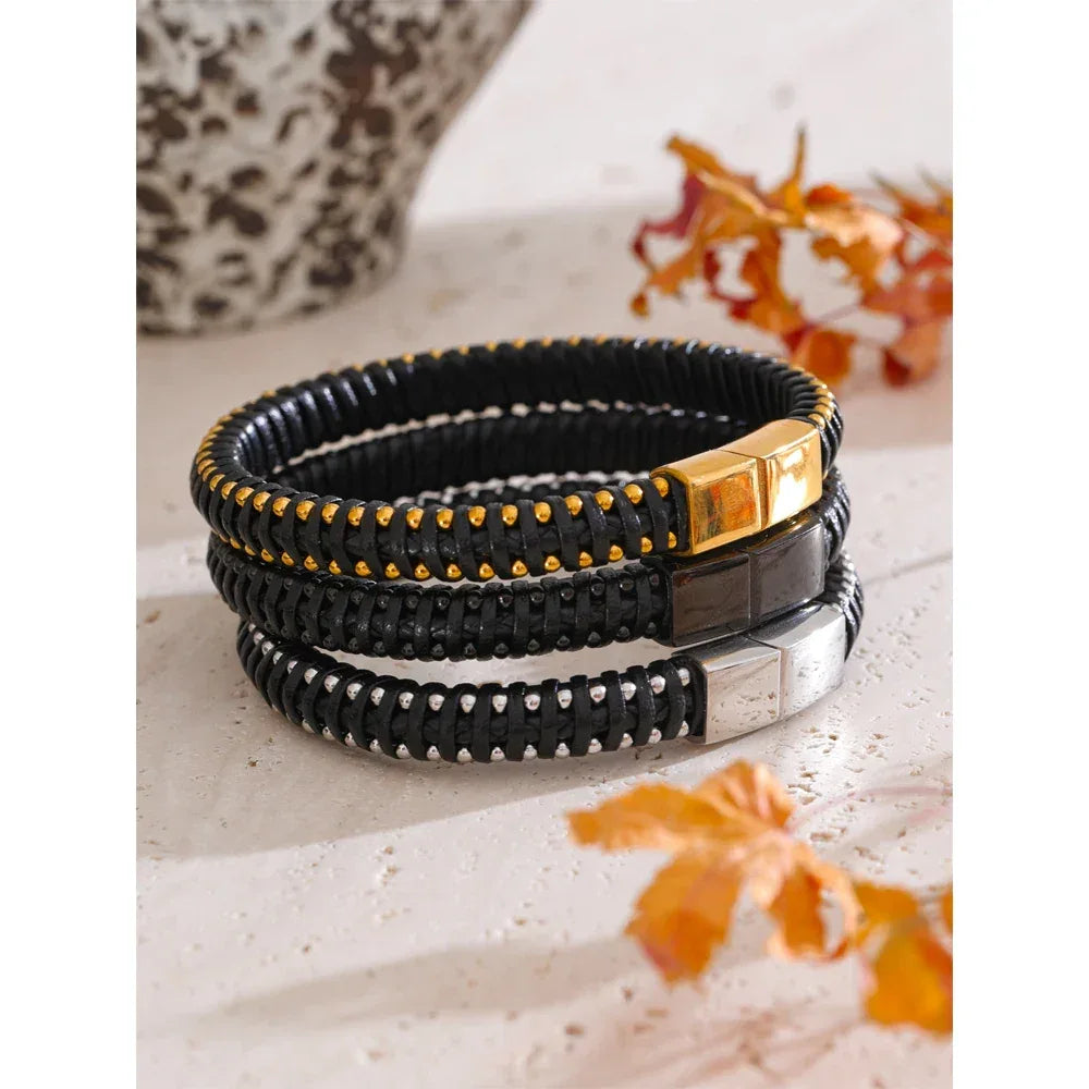 22cm Men’s Fibre Rope Braided Classic Bracelet - ShopHub