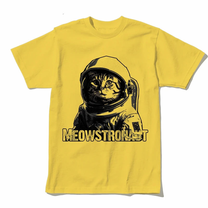 COOLMIND U0012 Astronaut Cat Graphic Cotton Tee