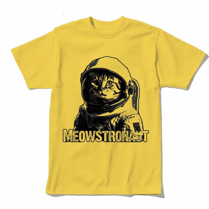 COOLMIND U0012 Astronaut Cat Graphic Cotton Tee