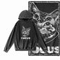 Night Prowler Cat Graphic Acid-Washed Black Hoodie