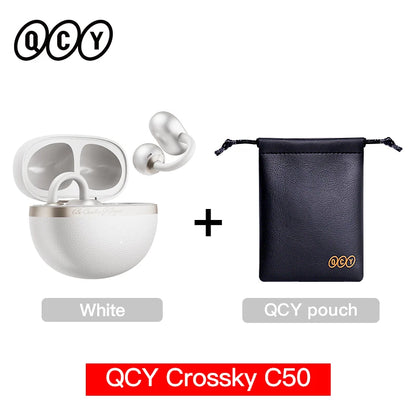 QCY CT06 Open Ear Wireless Earbuds with 4-Mic Calls and Bass Boost - Bluetooth 6.0 Clip-On Sports Headphones with 35 Hours Playtime - ShopHub