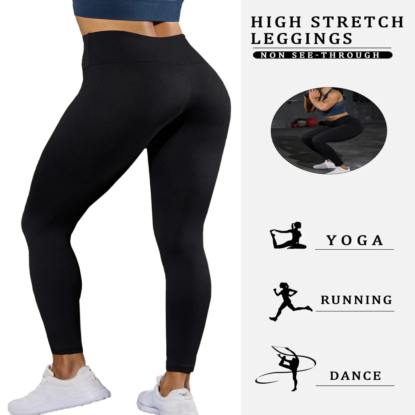 5-Pack of Women's High-Waisted Workout Leggings (various sizes and colours available) Habicare