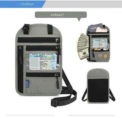 RFID Passport Holder Travel Anti-Theft Neck Pouch