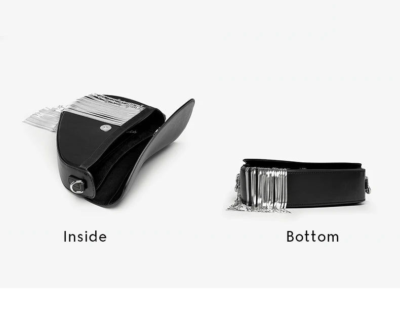 BAFELLI Tassel Genuine Leather Saddle Bag