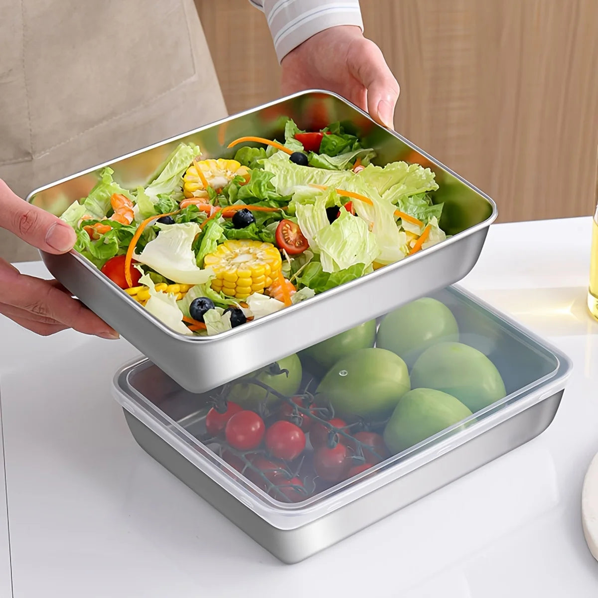 3-Piece Stainless Steel Food Storage Containers Set
