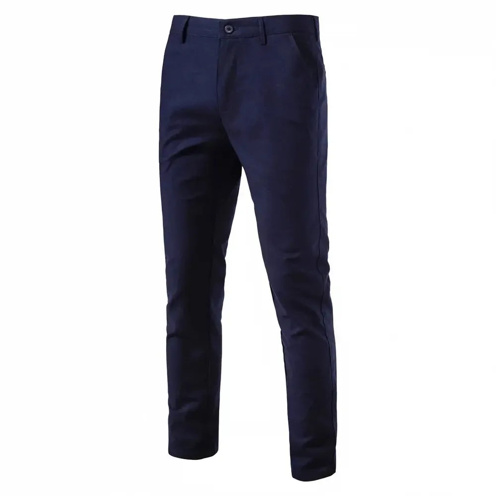 AIOPESON Men's Solid Colour Linen Long Pants - ShopHub