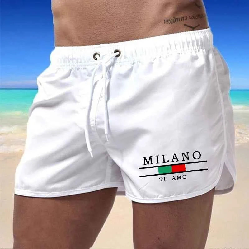 Men's Beach Trunks Summer Swim Gym Pants Quick Drying Swimming Homme Surf Ventilate Drawstring Fashion Casual Shorts 2026