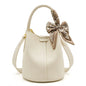 FOXER Women Shoulder Bag Crossbody Handbag Lady Genuine Leather+ Microfiber Fashion Bucket Bag Gift for Lover