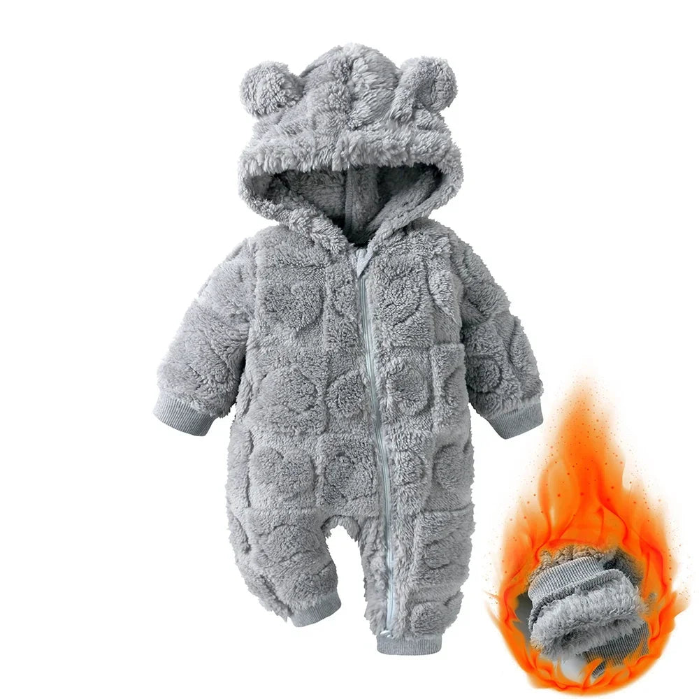 Kids Tales Sweetheart Flannel Hooded Baby Romper